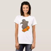 Sleuf als Skater met skateboard T-shirt (Voorkant volledig)