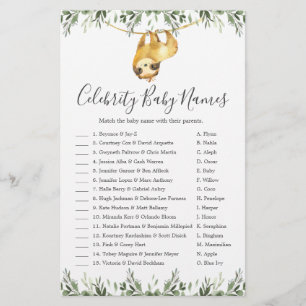 Sleuf Baby shower Celebrity Baby Names Game