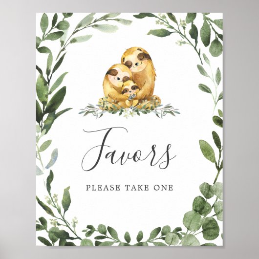 Sleuf Baby shower Favors Sign Poster (Voorkant)