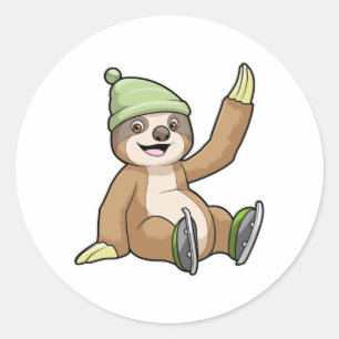 Sleuf bij ijsschaatsen met ijsschaatsen ronde sticker