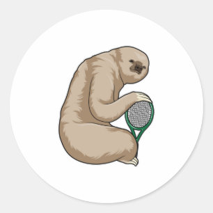 Sleuf bij Tennis met Tennis racket Ronde Sticker
