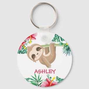 Sleuf en bloemen, aangepaste naam sleutelhanger
