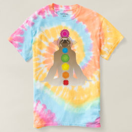 Sleuf in Lotus Position w/ Chakras on Tie Dye T-shirt