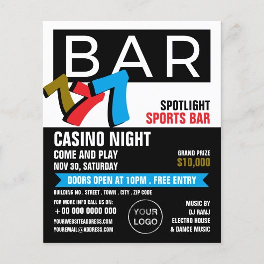 Sleuf-machine, casino Night, gamesector Flyer (Voorkant)