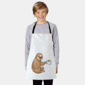 Sleuf met beker koffie schort (Gedragen)