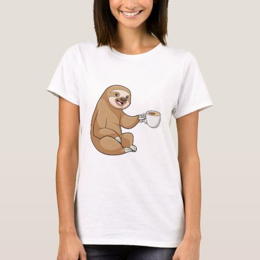 Sleuf met beker koffie t-shirt (Voorkant)