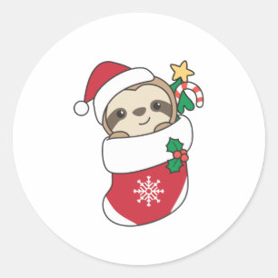 Sleuf met kerstwinter winterdieren ronde sticker