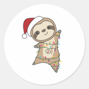 Sleuf met kerstwinter winterdieren ronde sticker