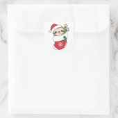 Sleuf met kerstwinter winterdieren vierkante sticker (Tas)