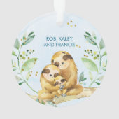 Sleuf onze eerste kerst als familie van 3 ornament (achterkant)