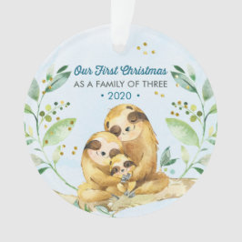 Sleuf onze eerste kerst als familie van 3 ornament