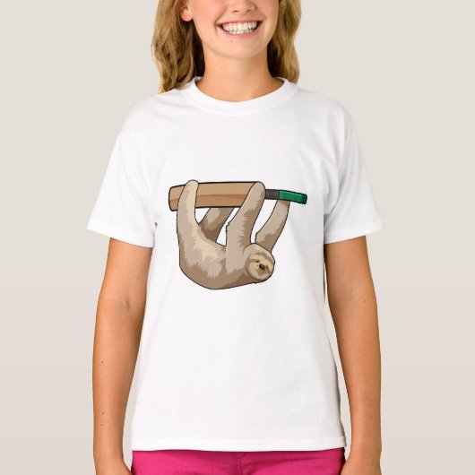 Sleuf op cricket met cricket bat t-shirt (Voorkant)