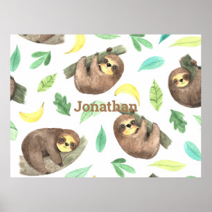 Sleuf op een bijkantoor Bananas Animal Name Poster