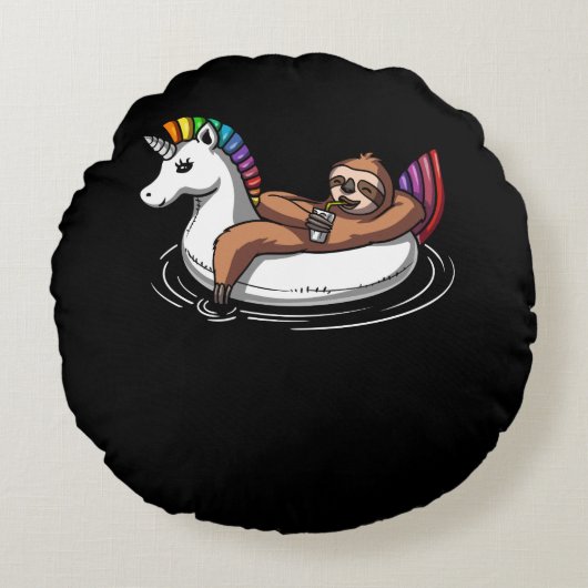 Sleuf-verbindingspool Unicorn Float Rond Kussen (Voorkant)