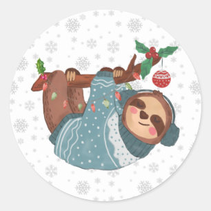 Sleuf voor fijne kerst en snowflakes ronde sticker