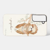 Sleuf Waterverf Boho Tree Foliage Script Name Samsung Galaxy Hoesje (Achterkant horizontaal)