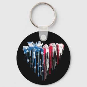Sleuf Waterverf T-Shirt Cute Animal Blue Ce Sleutelhanger