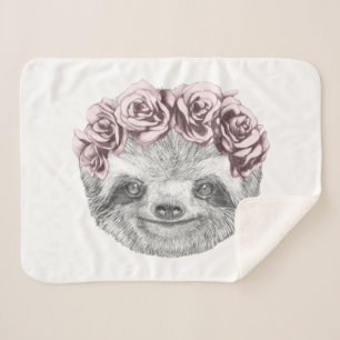 Sleufportret Kop van Floral Sherpa Deken