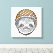 Sleufportret | Motorfiethelm Canvas Afdruk (Insitu (Houten vloer))