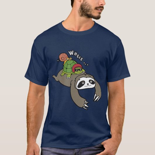 Sleufschildpad en slak T Piggyback nemen het langz T-shirt (Voorkant)