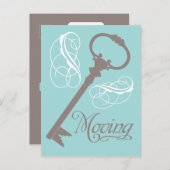  sleutel bewegende Briefkaarten Blauwgroen (Voorkant / Achterkant)