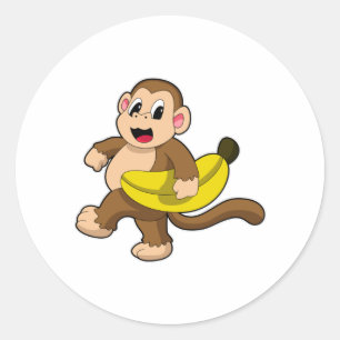 Sleutel bij het runnen met bananen ronde sticker