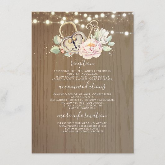  sleutel bruiloft informatie gast informatiekaartje (Voorkant)