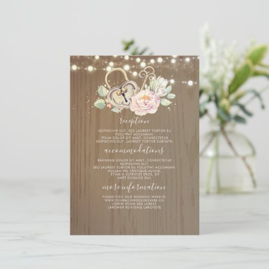  sleutel bruiloft informatie gast informatiekaartje (Staand voorkant)