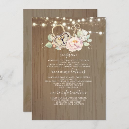 sleutel bruiloft informatie gast informatiekaartje (Voorkant / Achterkant)