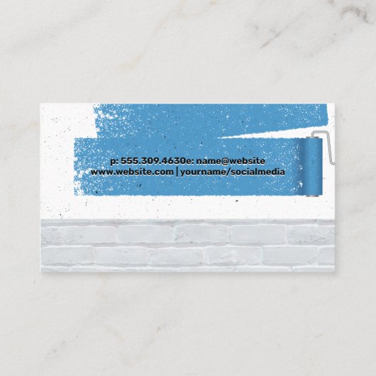 Sleutel en hamer | Verfroller en stenen Visitekaartje (Achterkant)