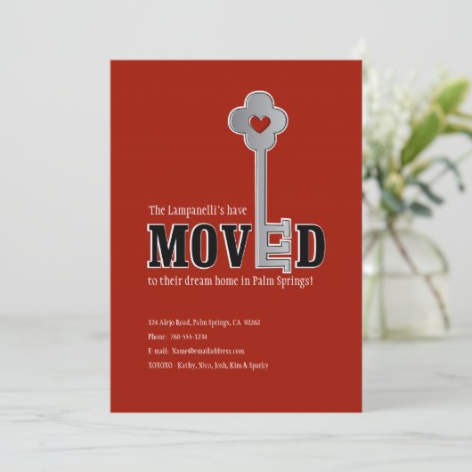 Sleutel en het Hart, de Rode Moving Aankondiging (Staand voorkant)