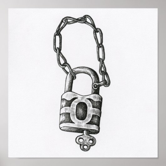  sleutel en vergrendelingsillustratie poster (Voorkant)