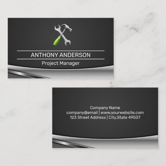 Sleutel Hamer Gereedschap | Timmerman  Visitekaartje (Voorkant / Achterkant)