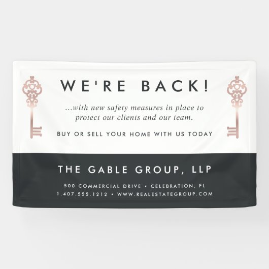 sleutel | Heropening van activiteiten onroerend g Spandoek (Horizontaal)