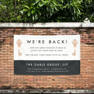 sleutel Heropening van activiteiten onroerend g Spandoek