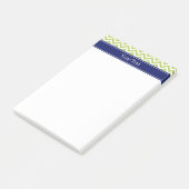 Sleutel Lime SLg Chevron Navy Naam Monogram Post-it® Notes (Schuin)