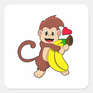 Sleutel met Banana Vierkante Sticker