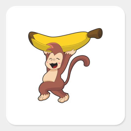 Sleutel met Banana Vierkante Sticker (Voorkant)