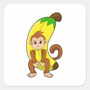 Sleutel met Banana Vierkante Sticker