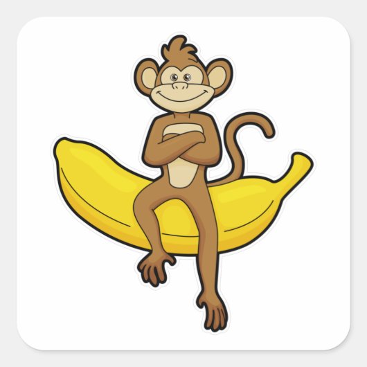 Sleutel met Banana Vierkante Sticker (Voorkant)
