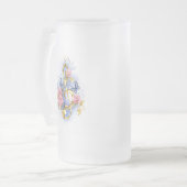 Sleutel met roze rozen matglas bierpul (Voorkant links)