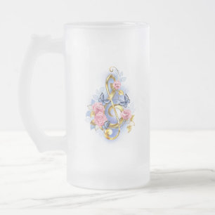 Sleutel met roze rozen matglas bierpul