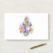 Sleutel met roze rozen post-it® notes (Op bureau)