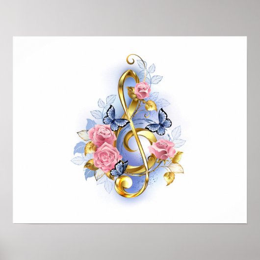 Sleutel met roze rozen poster (Voorkant)