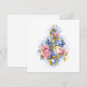 Sleutel met roze rozen save the date (Voorkant / Achterkant)