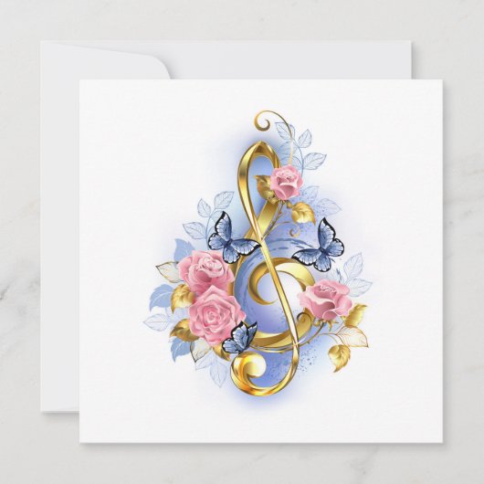 Sleutel met roze rozen save the date (Voorkant)