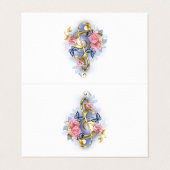 Sleutel met roze rozen visitekaartjes (Buitenkant ongevouwen)