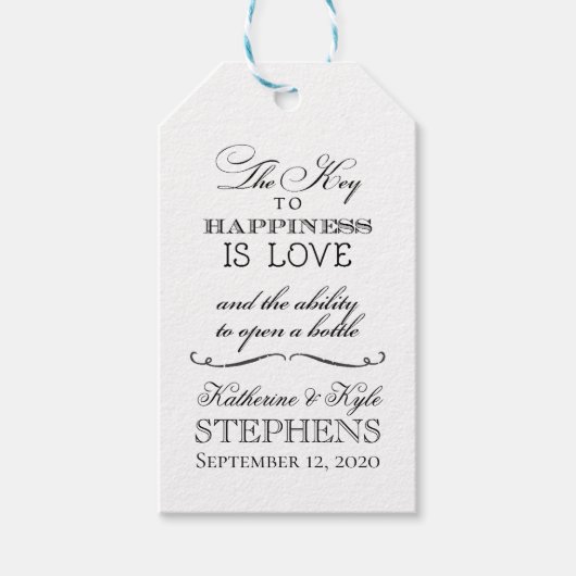 Sleutel tot geluk Bottle OpenWedding voor Label Cadeaulabel (Voorkant)