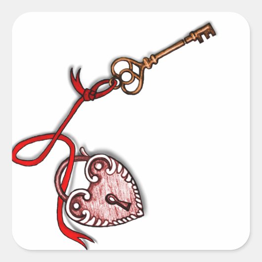 Sleutel tot mijn hart ~ Red Vierkante Sticker (Voorkant)