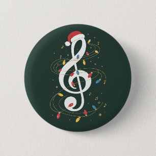Sleutel van G Christmas Lichtjes Muziek Liefhebber Ronde Button 5,7 Cm